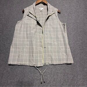 Christopher & Banks Plaid Sleeveless Vest with Drawstring Womens Size XL